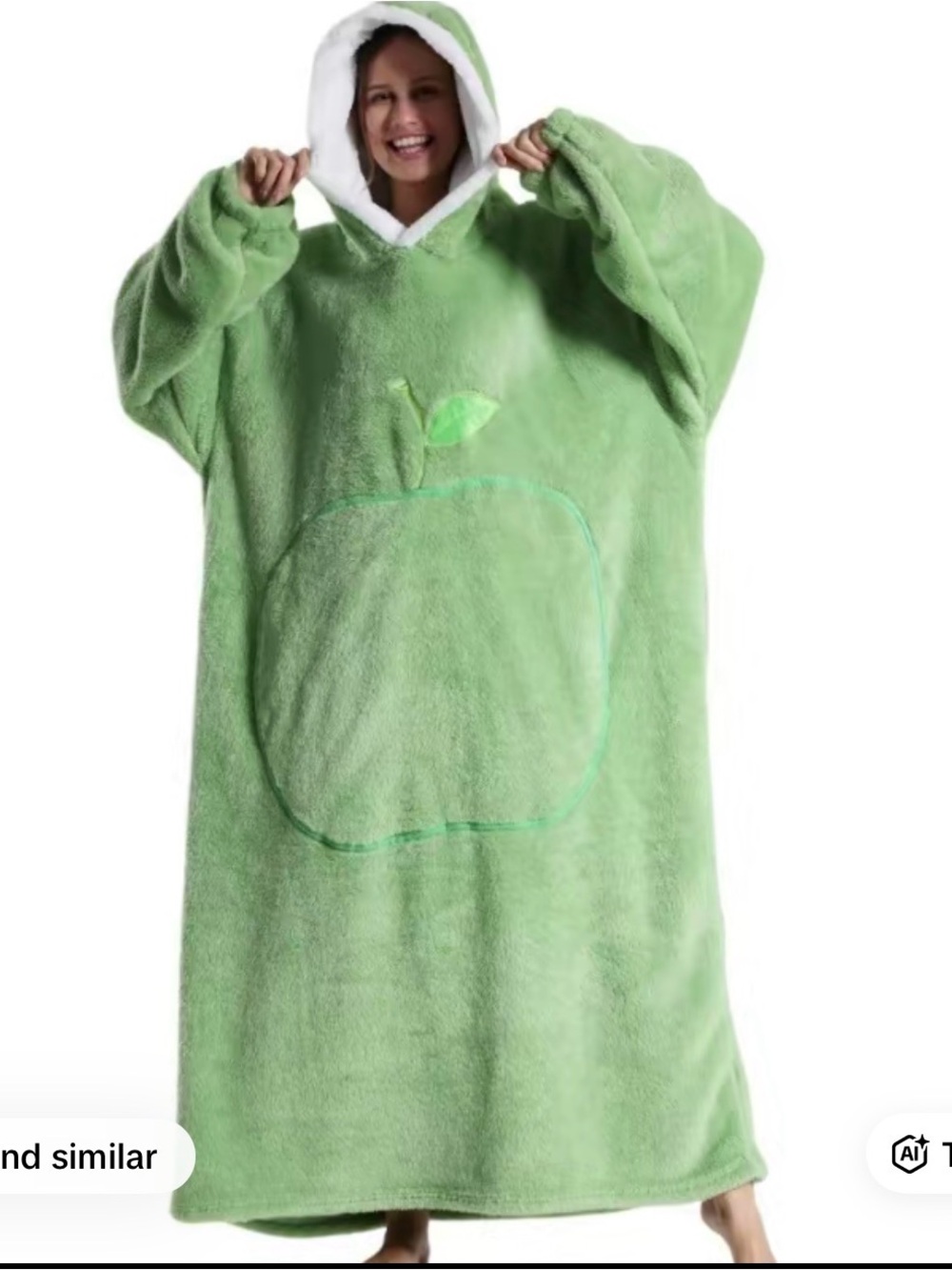 Green Apple Hooded Kids Pajama Blanket - Cozy Plush Hoodie